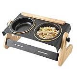 Erhöhte Hundebars Für Hunde, Hundenapf Erhöht Mit Ständer, 4 Höhenverstellbare Hundebar Futternapf Für Kleine Hunde Und Katzen, Futterbar Futterstation Holz Mit 2 Edelstahlnäpfen Und Rutschfesten Füße
