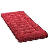 Bankkissen aus Baumwolle, 10 cm dick, für 2-/3-Sitzer-Sofa, Bodensitz, Matratze für Haus, Garten, Terrasse, Schaukel, 140 x 30 cm, Rot