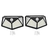 Plyisty 2er-Pack Solarleuchten für den Außenbereich, 100 LED-Außenleuchten mit Bewegungsmelder, Wasserdichte Solar-Wandleuchten für den Außenbereich, für Garten, Terrasse, Hof