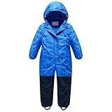 Amur Leopard Unisex Kinder Einteiliger Schneeanzüge/Skioverall mit Kapuze Wasserdicht Schneeoverall Verdickte Warm Outdoor Skianzüge Snowboard für Jungen Mädchen, Blau, 110