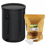 Moutta Bokashi Organko 2 schwarz (9,6 l) | Organischer Komposter mit Presse + 1 kg Aktivator EM-1 Gärung, hergestellt in Frankreich