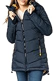 Sublevel Damen Winterjacke Stepp-Mantel mit Kapuze lang & tailliert, Outdoorjacke für Damen Dark-Blue M