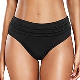 Bikinihose Damen Bauchweg Badehose Retro High Waist Bikini Hose Ruched Klassisch Bequemer Bikinis Unterteil für Frauen Strand Schwimmbad