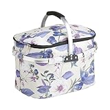 home&you - Einkaufskorb Verise, Picknickkorb, Faltbarer Korb, Tragekorb, Einkaufstasche, Korbtasche, mit Deckel, 27x27.5x42cm - Blau