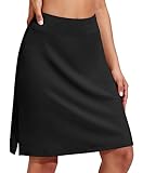COOrun Wanderrock für Damen Tennis Skirt Women mit Taschen Tennisrock Leicht Fahrradrock Golf Outfit Minirock Vintage Schwarz,L