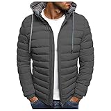 Qmfvqi Steppjacke Herren Winter Daunenjacke Thermo Dicke Winterjacke Warmer Schwergewicht Jacket mit Kapuze Langarm Herrenjacke Classic Einfarbige Mantel Fashion Bequeme Kapuzenjacke