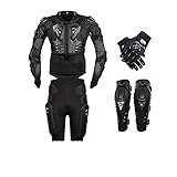 AKAUFENG Motorrad Protektorenjacke mit Getriebe Kurzen Hosen + Knieprotektoren + Handschuhe Protektorenhemd Motorrad S-5XL