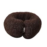DSQSasahip 1 Stück Damen Donut Duttkissen Donut Hair Bun Maker​ Haarstyling Frisurenhilfe Donut Brötchen Lange Streifen Schnalle Nylon Haargummi für Langes Haar (Coffee, 4x22cm)