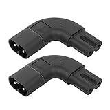 PNGKNYOCN Rechtwinkel IEC 320 C7 bis C8-Adapter ， 90 Grad Seitenbiegung Wechselstromadapter ， 250 V 2,5A Abbildung 8 männlicher zu weiblicher Konverter （2-Pack）