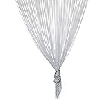 TRIXES Silber Fadenvorhang im Tautropfen Design als Raumteiler Fliegenschutz oder als Festliche saisonale Dekoration 90cm x 200cm