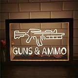 FINOTI Neonschild LED Bilderrahmen zweifarbig Guns Neonlicht LED Maschinengewehr Leuchtschild LED Maschinengewehr ak47 Schlafzimmer Bar Club Teenager Schlafzimmer Kunst Wanddekoration,A,23 x 17 cm