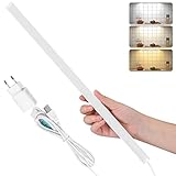 SOAIY LED Unterbauleuchte 40CM 650LM 7W Dimmbar Lichtleiste Blendfrei 3 Lichtfarben Kaltweiß/Warmweiß/Neutralweiß Einfache Montage Küchenleuchte Schranklampe, 2m Zuleitung mit USB Netzteil