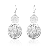 Hohler Baumel Ohrringe für Damen, hypoallergen rosévergoldet/versilbert Tropfenohrringeinsatz Zirkonia-Kristall (Versilbert)