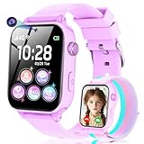 Smartwatch Kinder mit GPS und Telefon, 4G Smartwatch Uhr für Mädchen und Junge mit Voice Chat, SOS, Spiele Spiel Wecker Schrittzähler Schulmodus , Smart Watch für kids Geschenke 4-16 Jahre, Lila