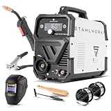 STAHLWERK Schweißgerät FLUX 160 ST Digital – Vollausstattung – 3-in-1 Kombi mit 160 A, Fülldrahtschweißen ohne Schutzgas, MMA/E-Hand (ARC), Lift-TIG (DC), synergischer Drahtvorschub, LED integriert