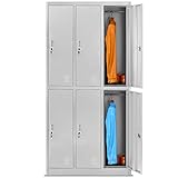 Jan Nowak Schließfachschrank 3B2A Wertfachschrank Metallspind Umkleideschrank 6 Fächer Stahlblech Pulverbeschichtet 185 cm x 90 cm x 45 cm (H x B x T) Grau