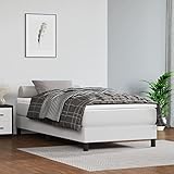 Tidyard Boxspringbett Bettrahmen Jugendbett mit Lattenrost Bett mit Kopfteil Gästebett Polsterbett Schlafzimmerbett Designerbett Doppelbett/Einzelbett Hotelbett Weiß 90x190 cm Kunstleder