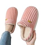 Gyios Hausschuhe Frauen Pelz Plüsch Hausschuhe Männer Winter Pelz Mode Warme Knöchel Plüsch Gemütliche Dias Für Zuhause Innen Weiche Sohle Baumwollschuhe-pink1color-46-47(fit45-46)