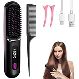 Hojalis Glättbürste Kabellos, Kabellose Glättbürste, Eloura Tragbare Bürste Glätten,Mini Glätteisen Haarglättungsbürste Mit LED Anzeige Und 3 Temperatureinstellung,160°C-200°C, Für Glätten,Locken