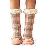 XTBFOOJ Damen Socken Baumwolle Winter-Teppich-Socken -verdickte karierte gedruckte Schlaf-Schnee-Socken Schwarze Damen Sneaker Socken (One Size) Warme Socken MäDchen Kompressions Damen Socken