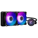 MSI MAG CORELIQUID 280R AIO CPU Wasserkühlung, drehbarer ARGB-Blockkopf, integrierte Kühlerpumpe, Split-Flow Wasserkühlung, verdampfungssichere Schläuche, einfache Montage, AMD & Intel kompatibel