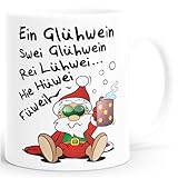Moonworks® Kaffee-Tasse Glühwein Spruch lustig Weihnachten Weihnachtsmarkt Nikolaus Weihnachtsmann weiß standard