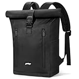 YOKGO Rucksack Damen & Herren, Rolltop Rucksack Wasserfest LaptopRucksack Schulrucksack mit 15,6' Laptopfach, Freizeitrucksack Backpack Daypack für Uni Schule Business Arbeit City Freizeit Reise