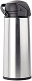 Rosenstein & Söhne Pumpkanne 1 Liter: Edelstahl-Pump-Vakuum-Isolierkanne, 1,9 Liter (Pumpkanne Kaffee, Thermokanne zum Pumpe, Isolierbecher)