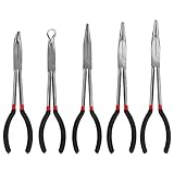 5tlg Lange Spitzzange Set, Zange Satz Spitzzange Telefonzange Rundnasenzange Auto Lang Zangensatz 11'/180mm
