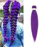 Lila Haare zum Einflechten 26 Zoll, Long Purple Braiding Hair, Kunsthaar zum Einflechten, Haarsträhnen zum Braiding Hair, Geflochtener Zopf Haarteil für Kinder Parties Urlaub Karneval Deko