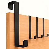 XAQAMY 4er Set Türhaken zum Einhängen, Kleiderhaken Tür Einhängen, Tür Garderobenhaken Türhaken Schwarz, Türgarderobe zum Einhängens, Türhakenleiste für Wohnung Haus Büro - Schwarz