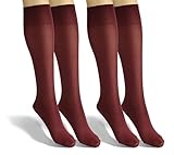 sesto senso Damen Kniestrümpfe Rotwein Microfaser Blickdicht 40 Den 2 Paar Kniesocken Bunt Seidenglatt Bordo