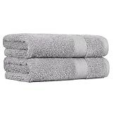 Amazon Basics 2 Hand towel for bathroom, Fade Resistant 100% Cotton, soft absorbent hand towels 2-Pack (50x100 cm), Grey
