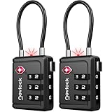 TSA Schlösser mit Öffnungsanzeige – Kofferschlösser – Gepäckschlösser für Koffer, Rucksack und sonstiges Gepäck – 2 Stück, Schwarz
