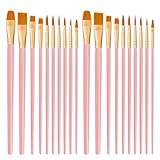 CNMTCCO Pinsel Set, 20Stück Hochwertige Pinsel mit Holzgriffen, Premium Nylon Acrylfarben Pinselset, Ölfarben Malerei Brush Set für Künstler, Kinder und Erwachsene (Rosa)