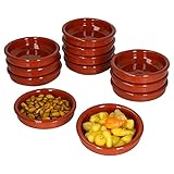 MamboCat Cazuela 12er Set Schalen Bruno aus Ton glasiert Ø 10,2cm Größe XS 70ml Gefäß hitzebeständig I Ton-Schälchen für Dips Tapas Fingerfood Dessert & Co I Unikat Handarbeit Vintage I Mittelalter