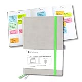 zettelweise - Das agile Notizbuch A5 | Mit integriertem Kanban Board | inkl. 300 Haftnotizen | Mehr Klarheit + Fokus | Notizbuch To do | 192 nummerierte Seiten | veganes Hardcover (Grau/Grün)