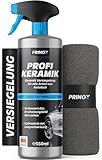 Prinox Profi Keramikversiegelung Auto Set 550 ml inkl. Mikrofasertuch - Keramik Versiegelung für perfekten Glanz mit Versiegelungs-Effekt - Premium Lackversiegelung, Flüssigglas für alle Lacke