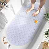 HITSLAM Oval Badewannenmatte rutschfest, 68 x 38 cm Antirutschmatte für Badewanne, Maschinenwaschbar Duschmatte rutschfest mit Saugnäpfen, BPA frei Badematte Schimmelresistent, Transparent