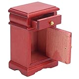 Acouto Puppenhaus-Nachttisch, Miniaturmöbel aus Holz mit Schubladen, Perfektes Schlafzimmerzubehör für Puppenhaus-Spielsets Im Maßstab 1:12