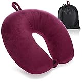 com-four® Premium Nackenkissen - Nackenstützkissen mit Memory Foam - Nackenhörnchen für Erwachsene - samtweiches Reisekissen für Flugzeug, Auto, Zug, Schiff und Bus - Einschlafhilfe