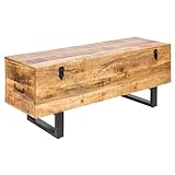 invicta INTERIOR Industrial Truhenbank Factory LOFT 115cm Mangoholz Natur Sitzbank mit Stauraum Holzbank Truhe