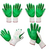 TopHomer 4 Paar Arbeitshandschuhe, Baumwoll-Sicherheitsschutzhandschuhe, Kunstharz, Handfläche, beschichtete Arbeitshandschuhe für Gartenarbeit, Reinigung und Bau