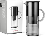 Stelton Wasserfilter-Kanne EM77 - Kompatibel mit Brita-Wasserfilterkartuschen - Kunststoff Wasserkanne im modernen Stil - Reduziert Chlor, Kalkablagerungen - 2 Liter, Getönt
