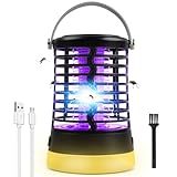 TEPENAR Elektrischer Insektenvernichter Mückenschutz - UV Mückenlampe IP65 Wasserdicht mit USB-Lade 3 Lichtmodi Campinglampe mit Aufhängehaken für Camping, Außen Gärten, Balkon und Innen Schlafzimmer