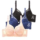 BHs für Damen Multipack Dreiteiliges Bügel-Push-up-BH-Set mit verstellbaren Trägern für tägliches Fitness und Sporttraining, 03#_navy, 62