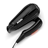BaByliss Haartrockner Travel Folding – Leichter und leistungsstarker 2000W Föhn, Universalspannung, weltweit einsetzbar, 2 Temperatur-/Geschwindigkeitsstufen, Schwarz/Orange, 5334E