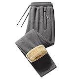 Pamqsen Fleece Jogginghose Herren Warm Sport Baumwolle Lang Fleecehose Thermo Jogginghose Leicht Dicke Winter Thermo Hose Gefütterte Hose Große Größen Thermohose Winterhose