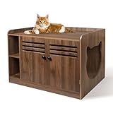 Imeepa Katzentoiletten-Gehege, versteckte Katzentoilette, versteckte Katzentoilette mit Rollladentür und Aufbewahrungsregal, extra großes Katzenklo für Wohnzimmer, Schlafzimmer (Walnussbraun)
