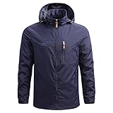 Wasserdichte Jacke für Herren, mit Kapuze, übergroß, dünn, Windbreaker, Reißverschluss, Mäntel, Taschen, Outdoor-Regenmantel, langärmelig, lässige Regenbekleidung für Reisen, Camping, Wandern,